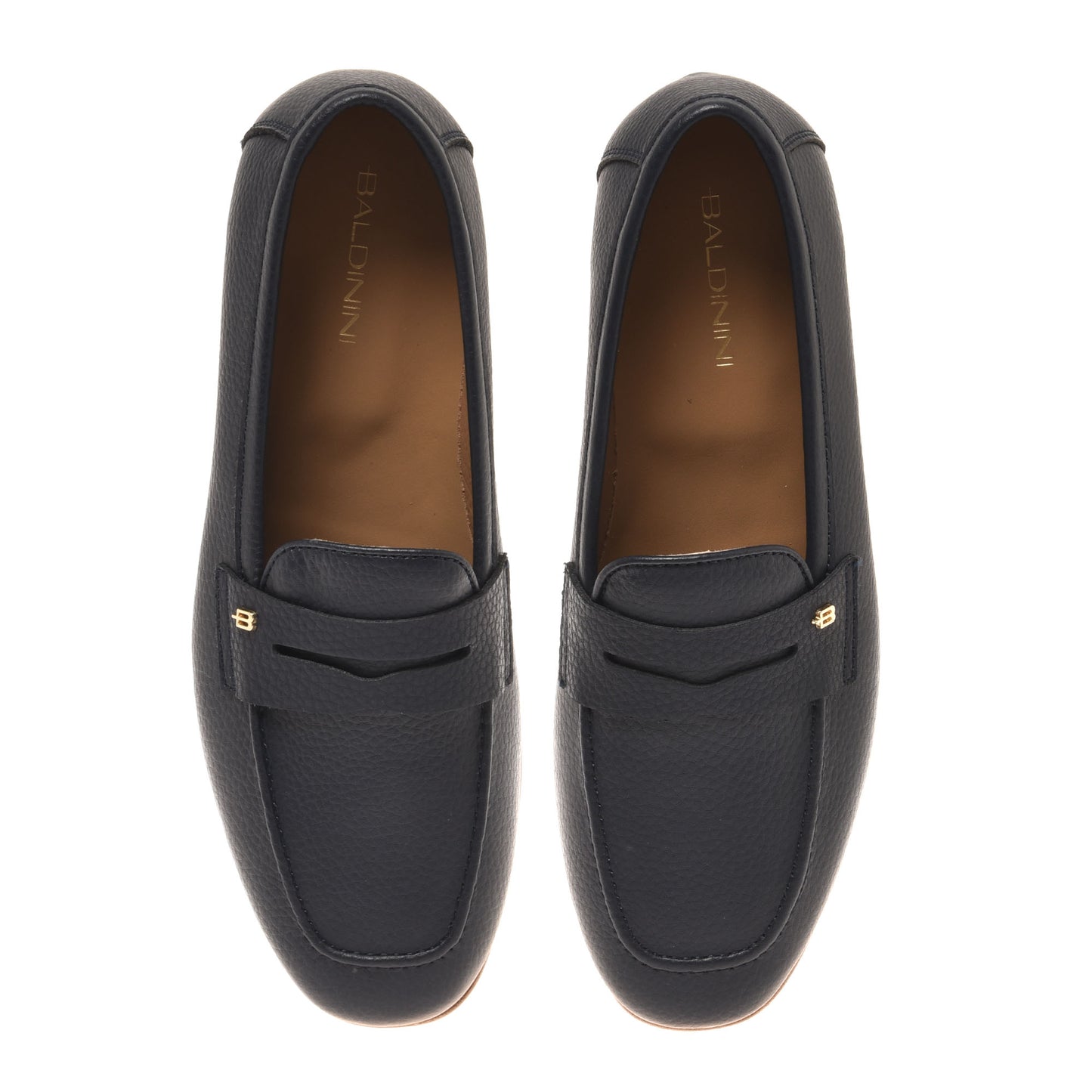 Mocassino in pelle bottalata blu