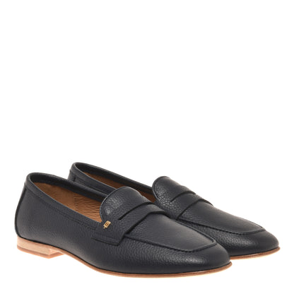 Mocassino in pelle bottalata blu