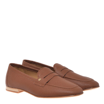 Mocassin en cuir grainé marron