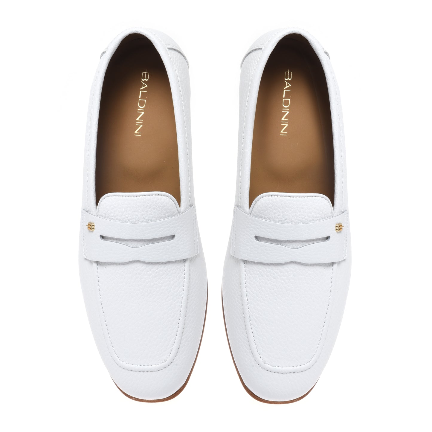 White grained leather moccasin