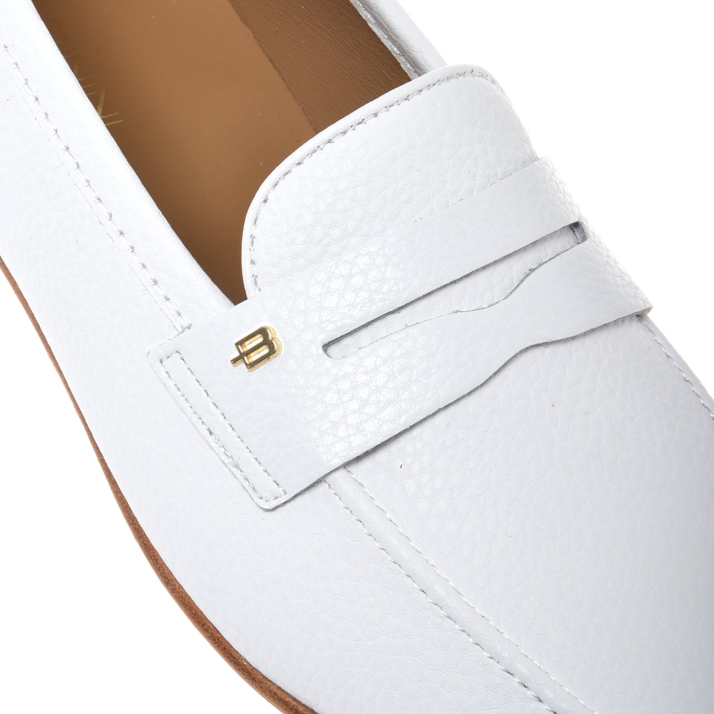 White grained leather moccasin