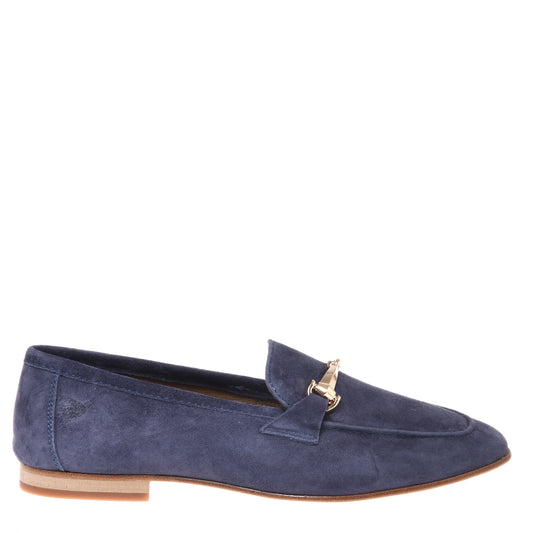 Blue suede leather loafer