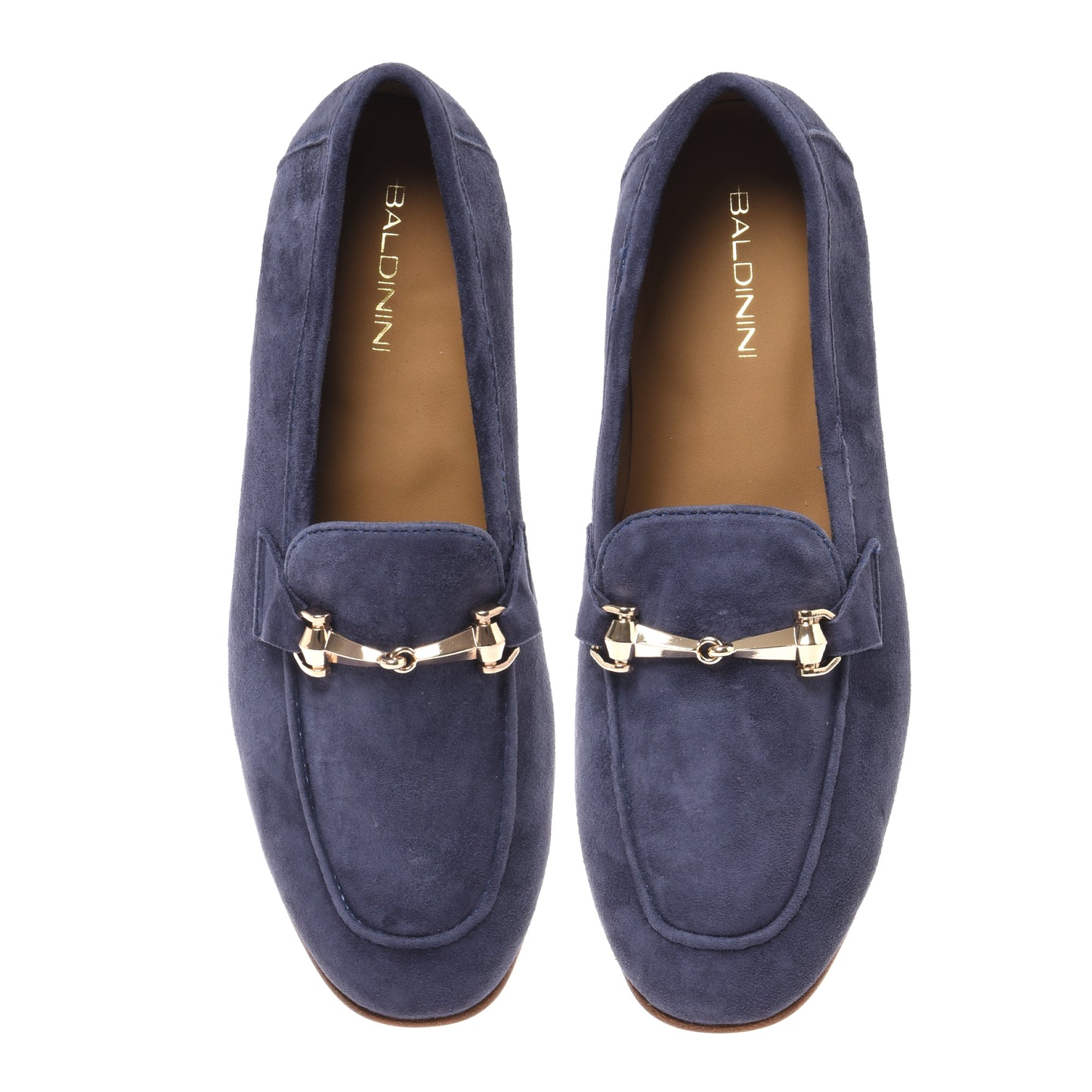 Mocassin en cuir daim bleu