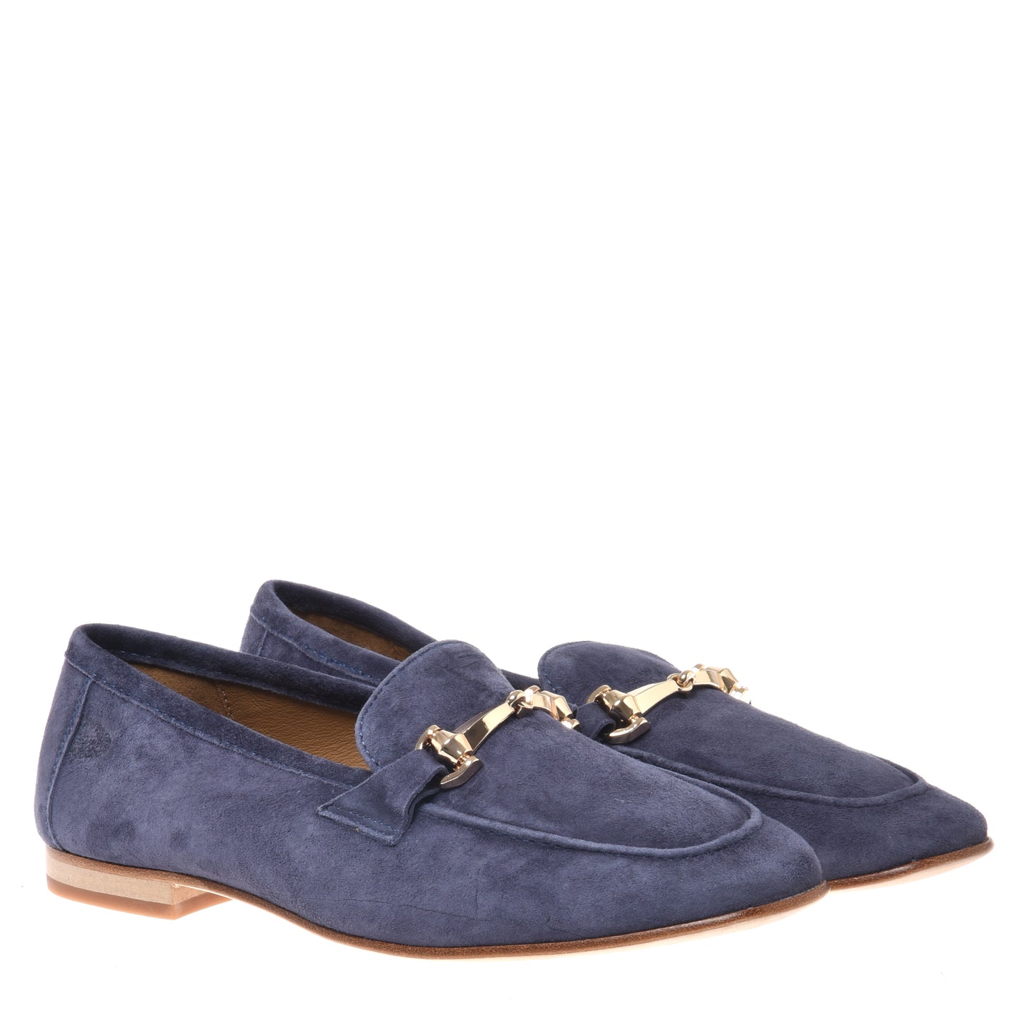 Mocassin en cuir daim bleu