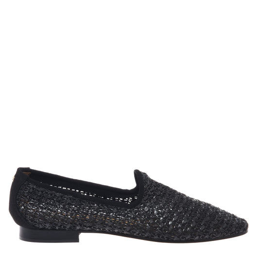 Black raffia loafer