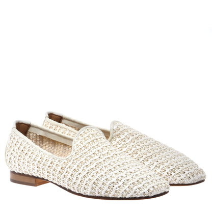 Off-white raffia loafer