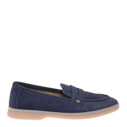 Blue suede loafer