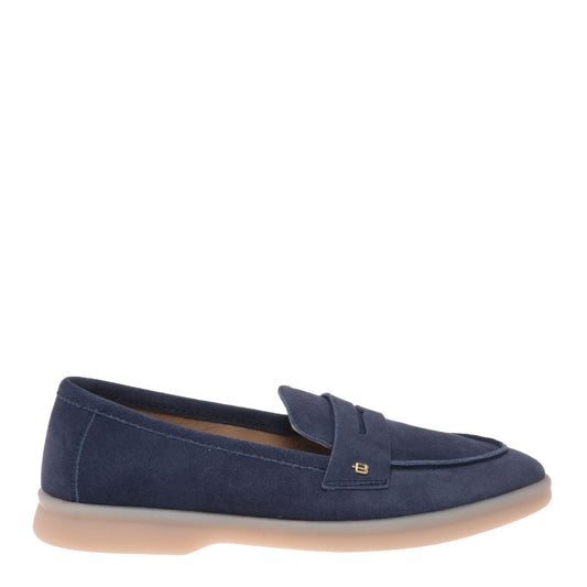 Blue suede loafer