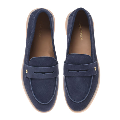 Blue suede loafer