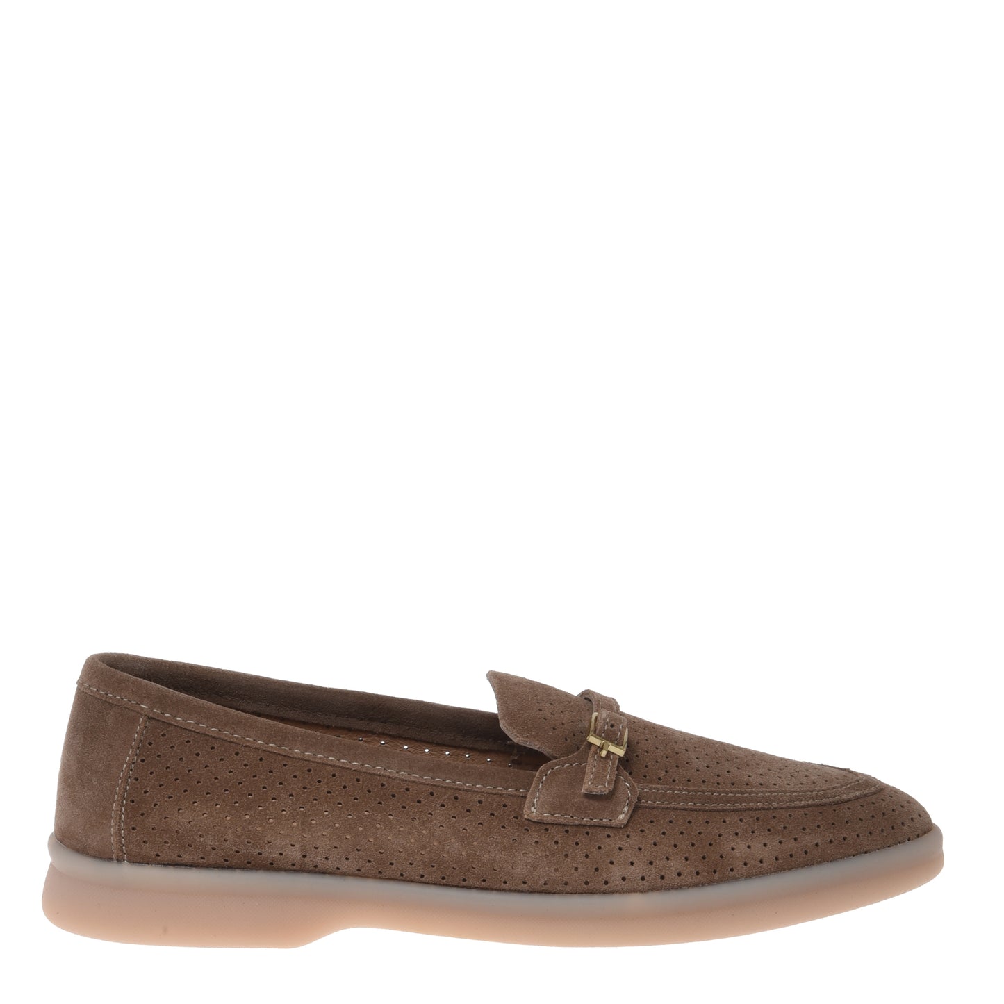 Brown perforated suede loafer