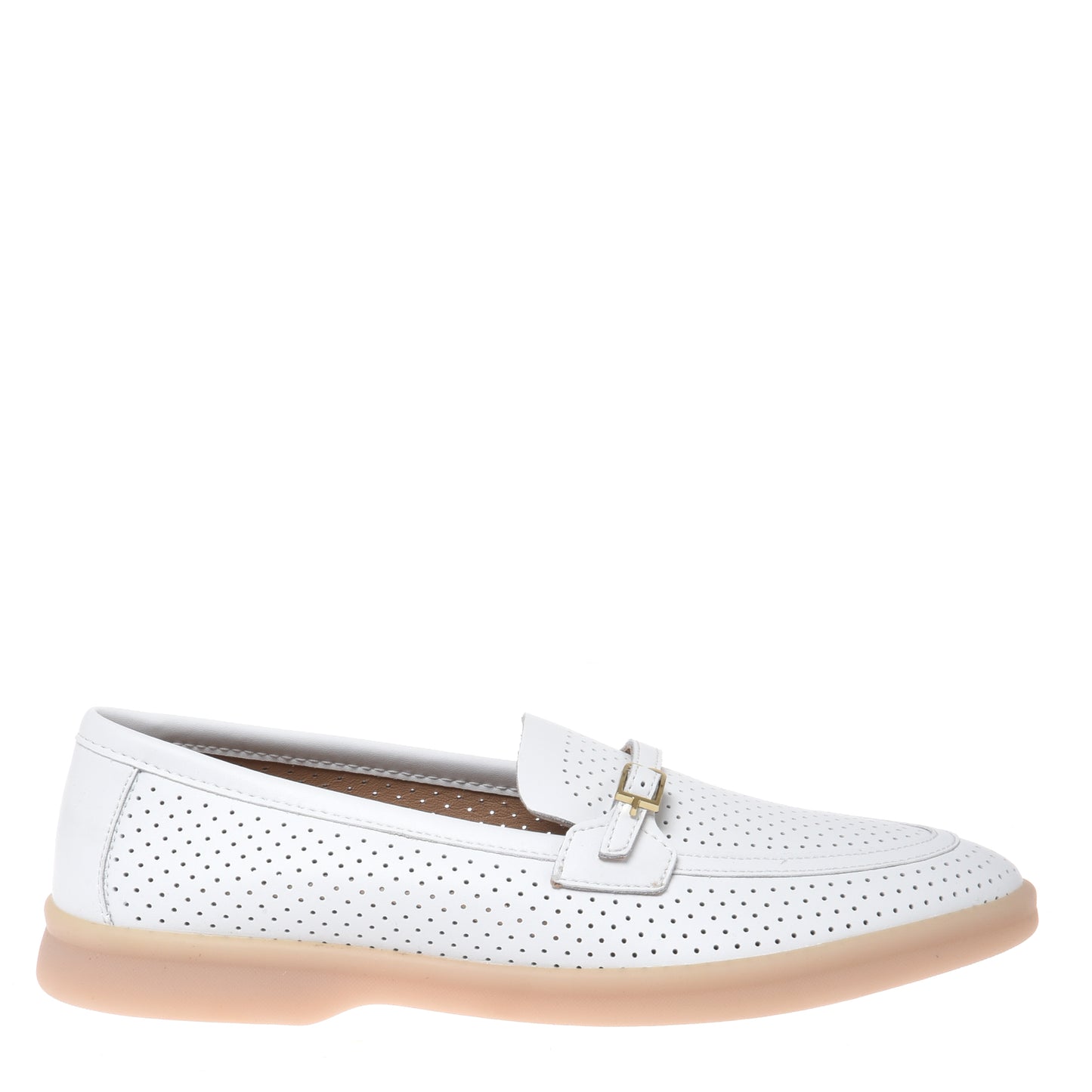Mocassin en cuir nappa blanc perforé