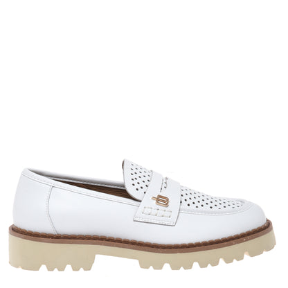 White perforated leather loafer