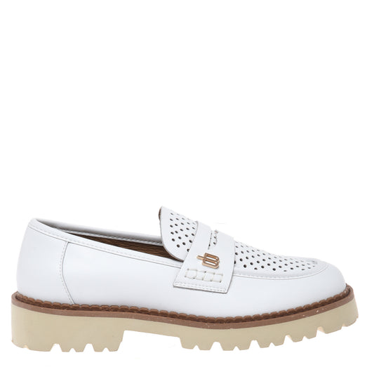 White perforated leather loafer