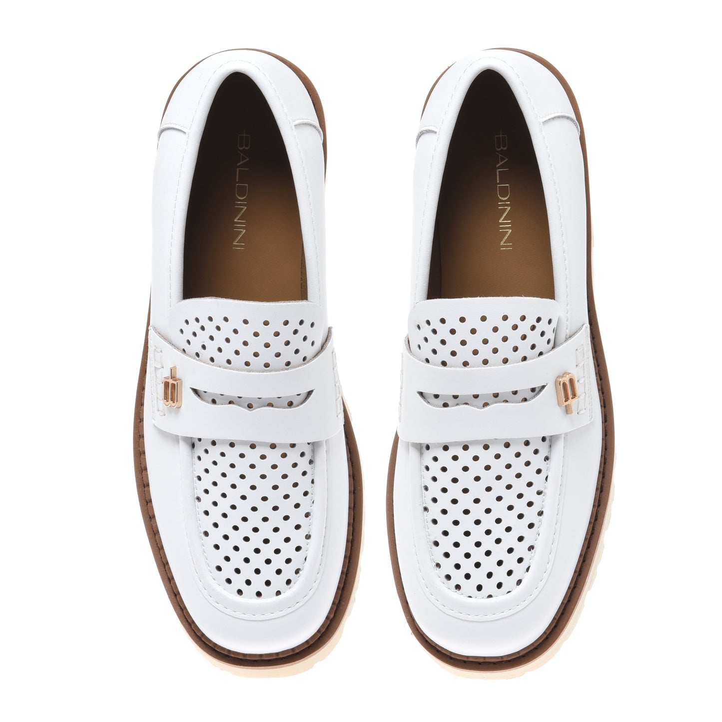 White perforated leather loafer