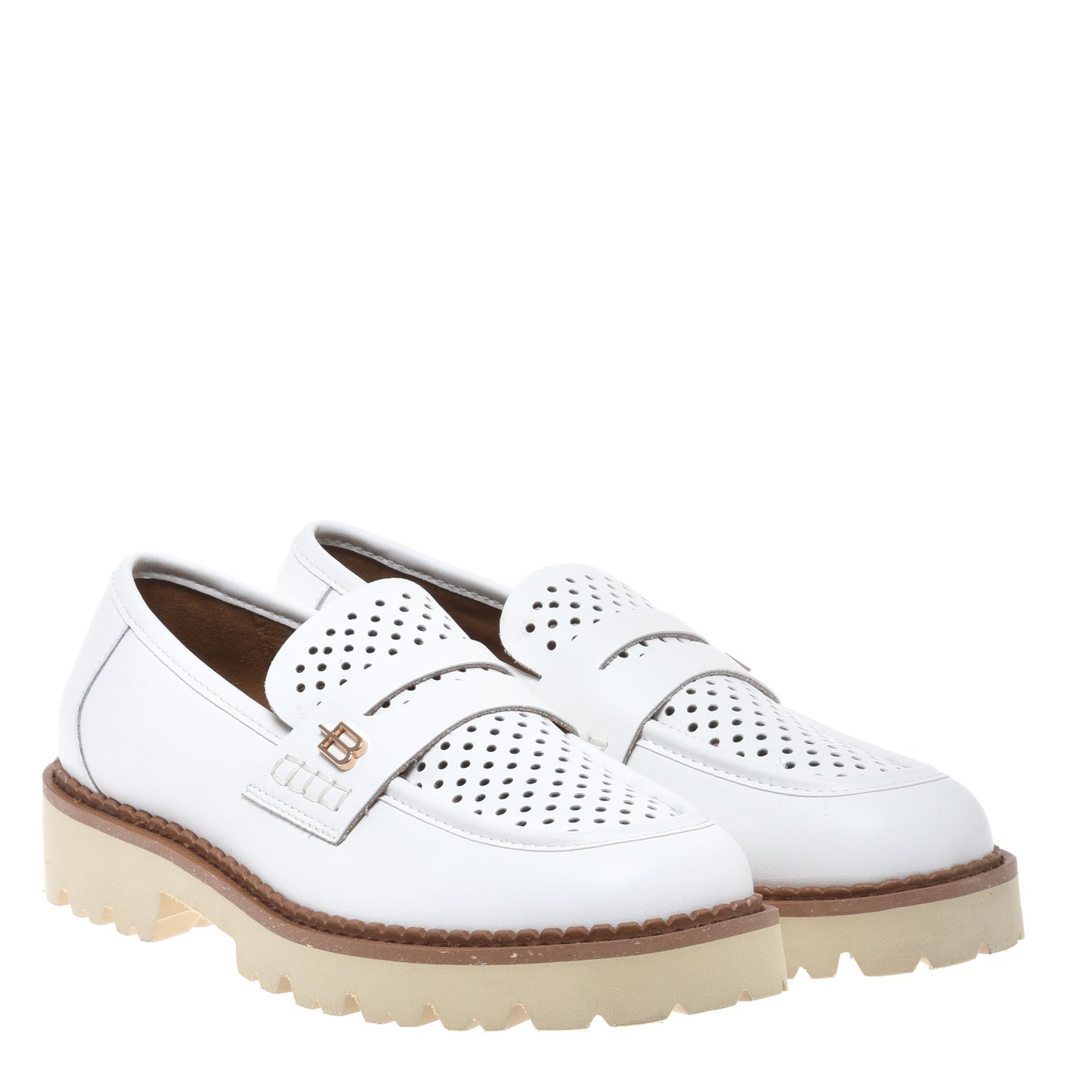 White perforated leather loafer