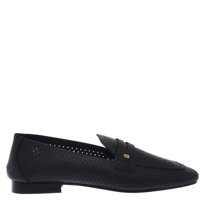 Black perforated nappa loafer