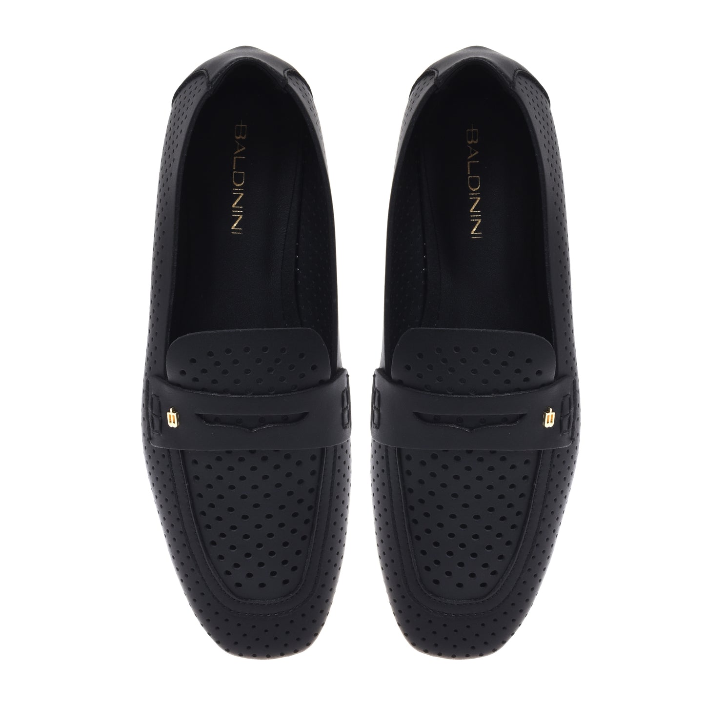 Black perforated nappa loafer