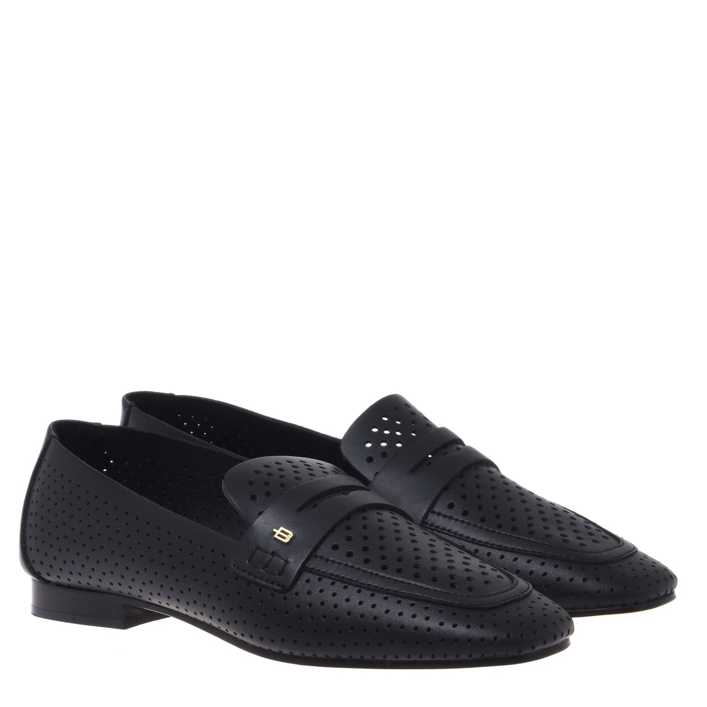 Black perforated nappa loafer