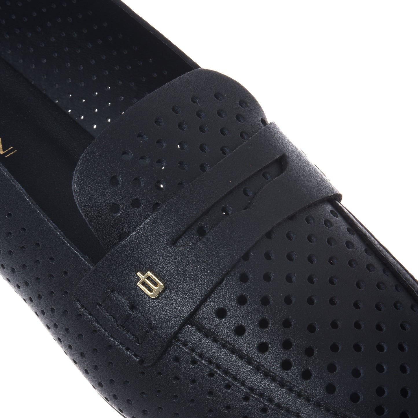 Black perforated nappa loafer