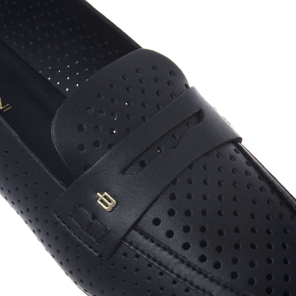 Black perforated nappa loafer