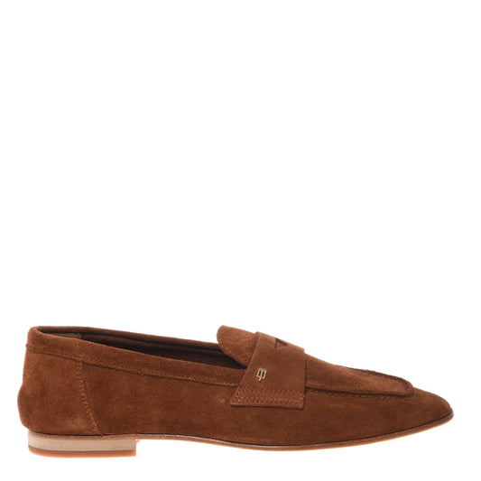 Brown suede leather loafer