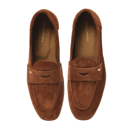 Brown suede leather loafer