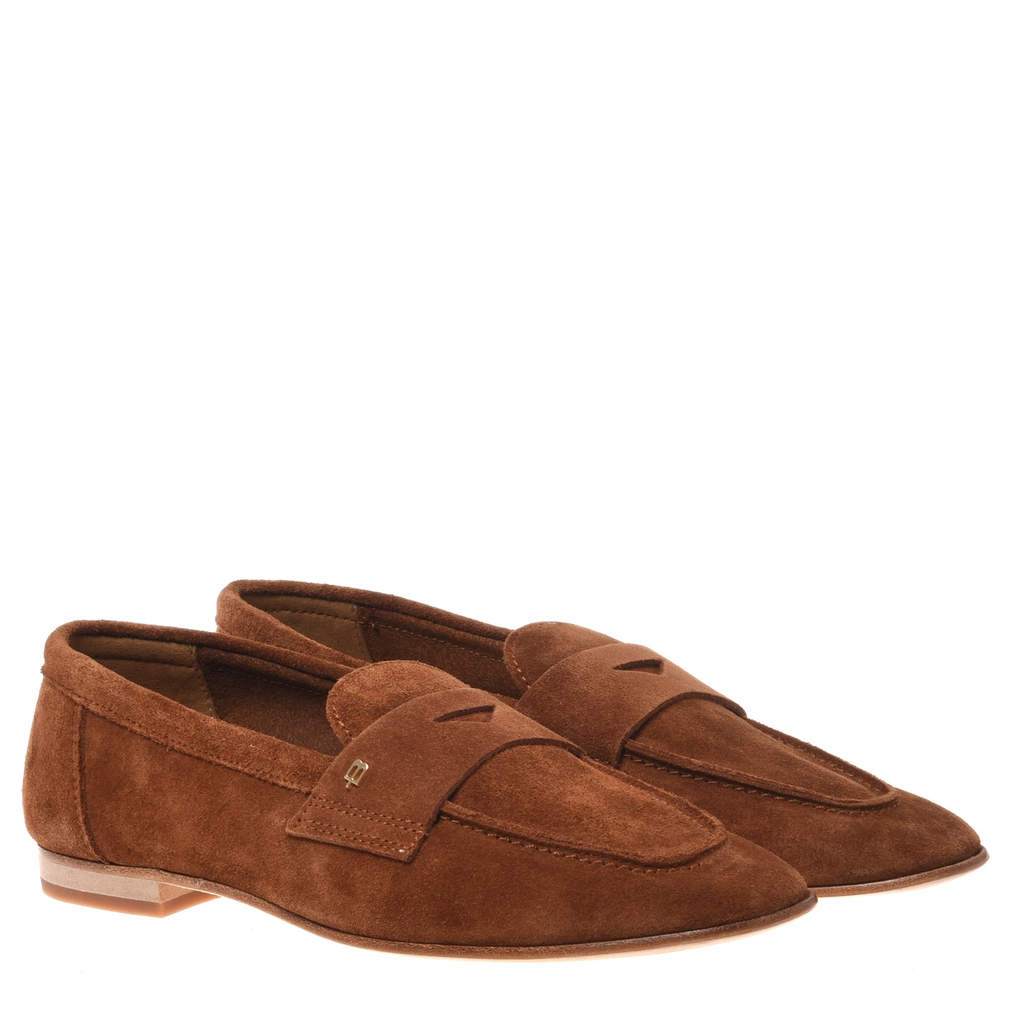 Brown suede leather loafer