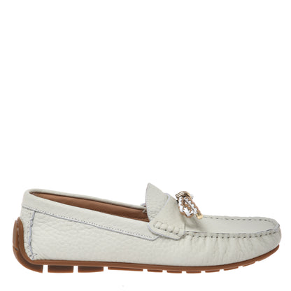 Mocassin en cuir grainé off white