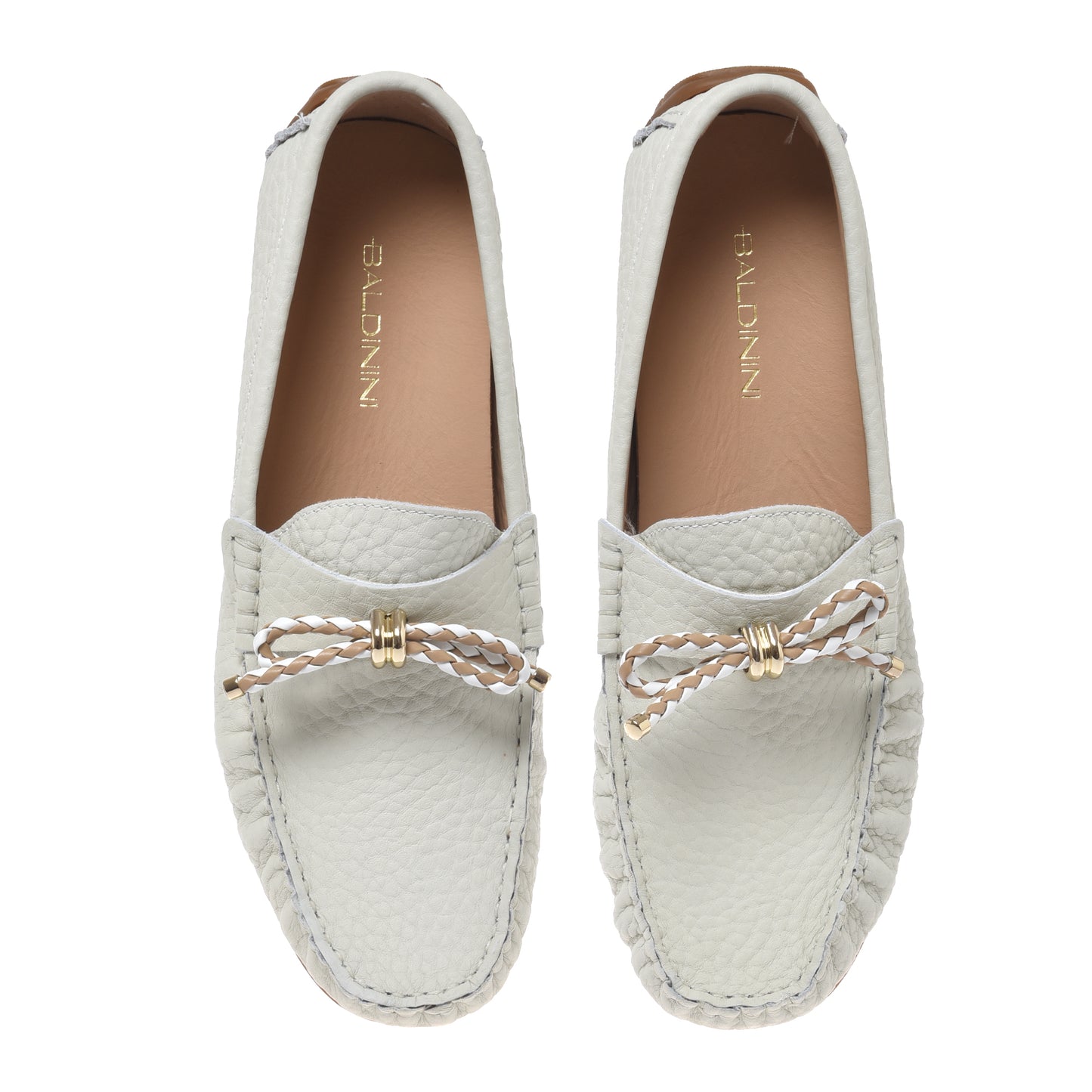 Mocassin en cuir grainé off white