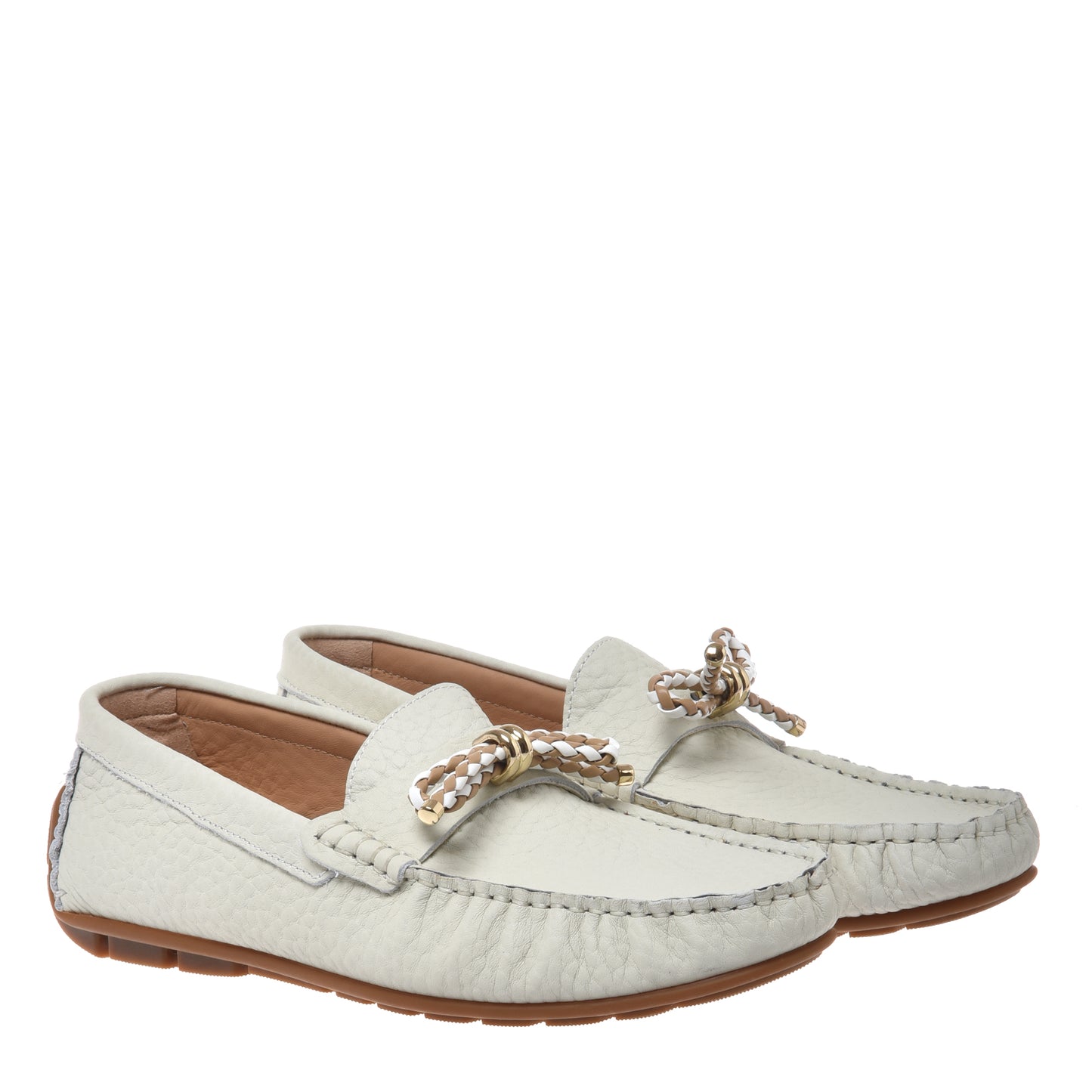 Mocassin en cuir grainé off white