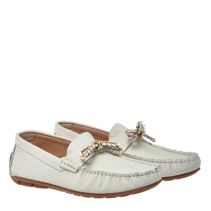 Mocassin en cuir grainé off white