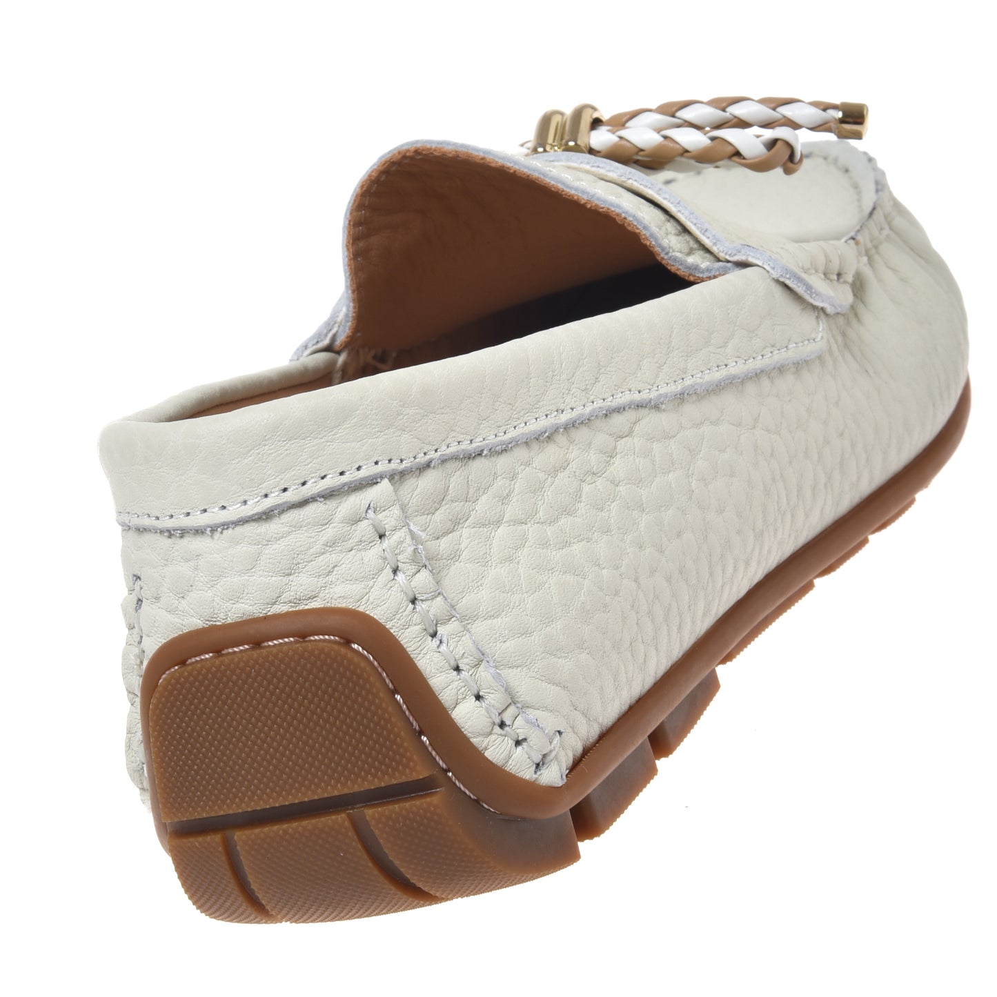 Mocassin en cuir grainé off white