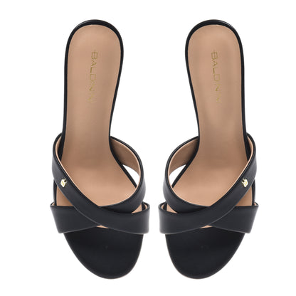 Black nappa leather mule