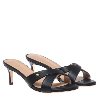 Black nappa leather mule