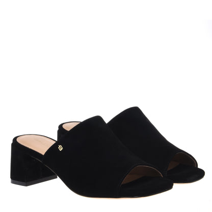 Black suede mule
