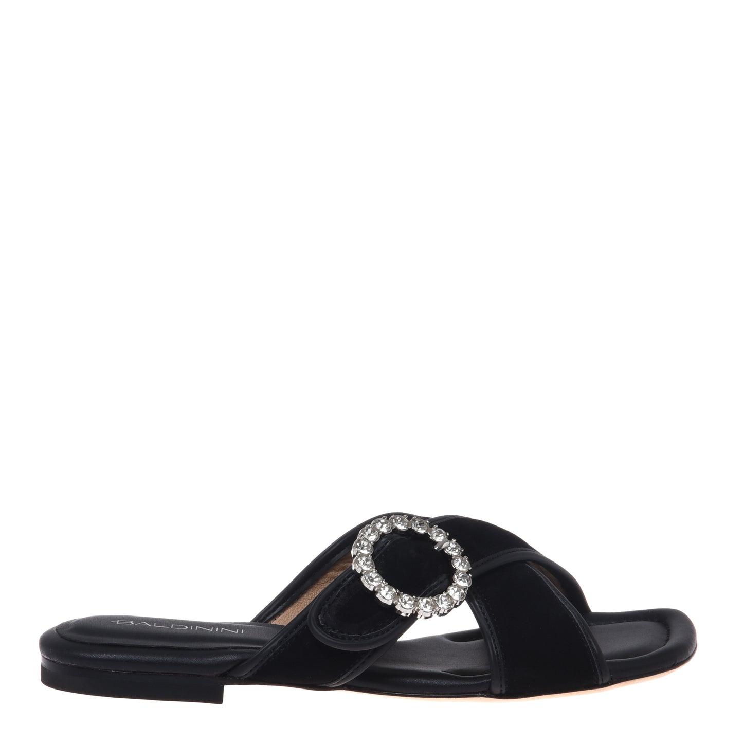 Black satin mule