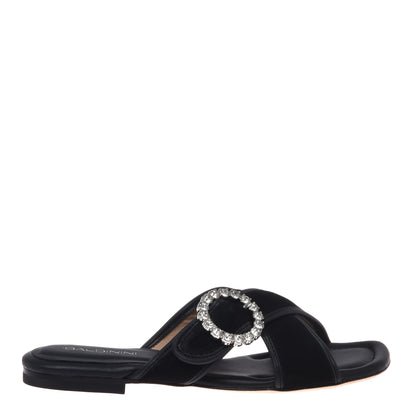 Black satin mule