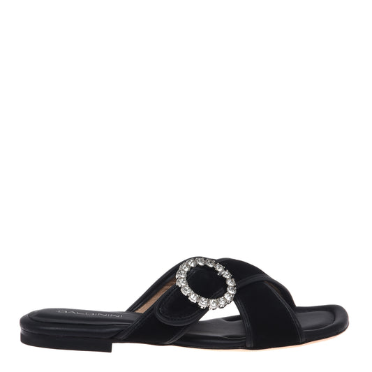 Black satin mule