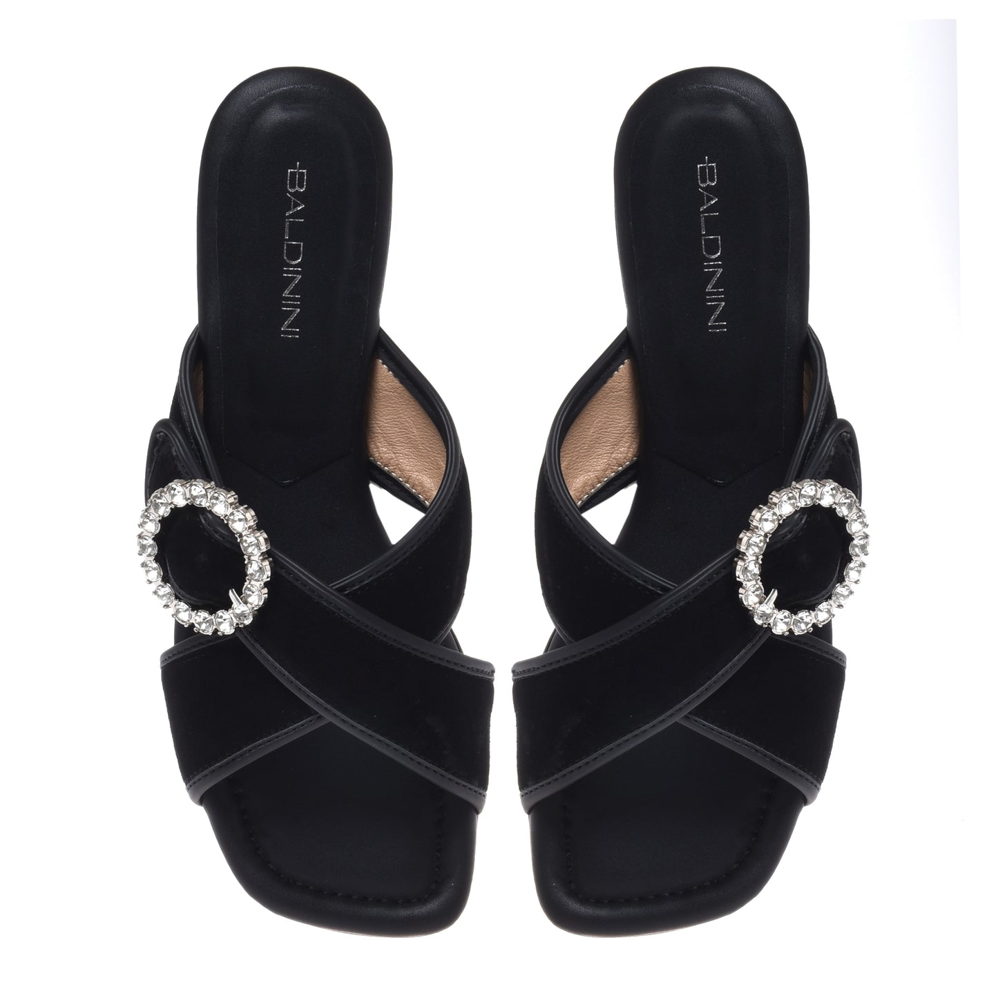 Black satin mule