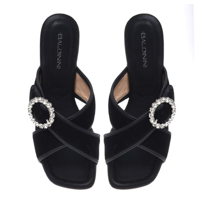 Black satin mule
