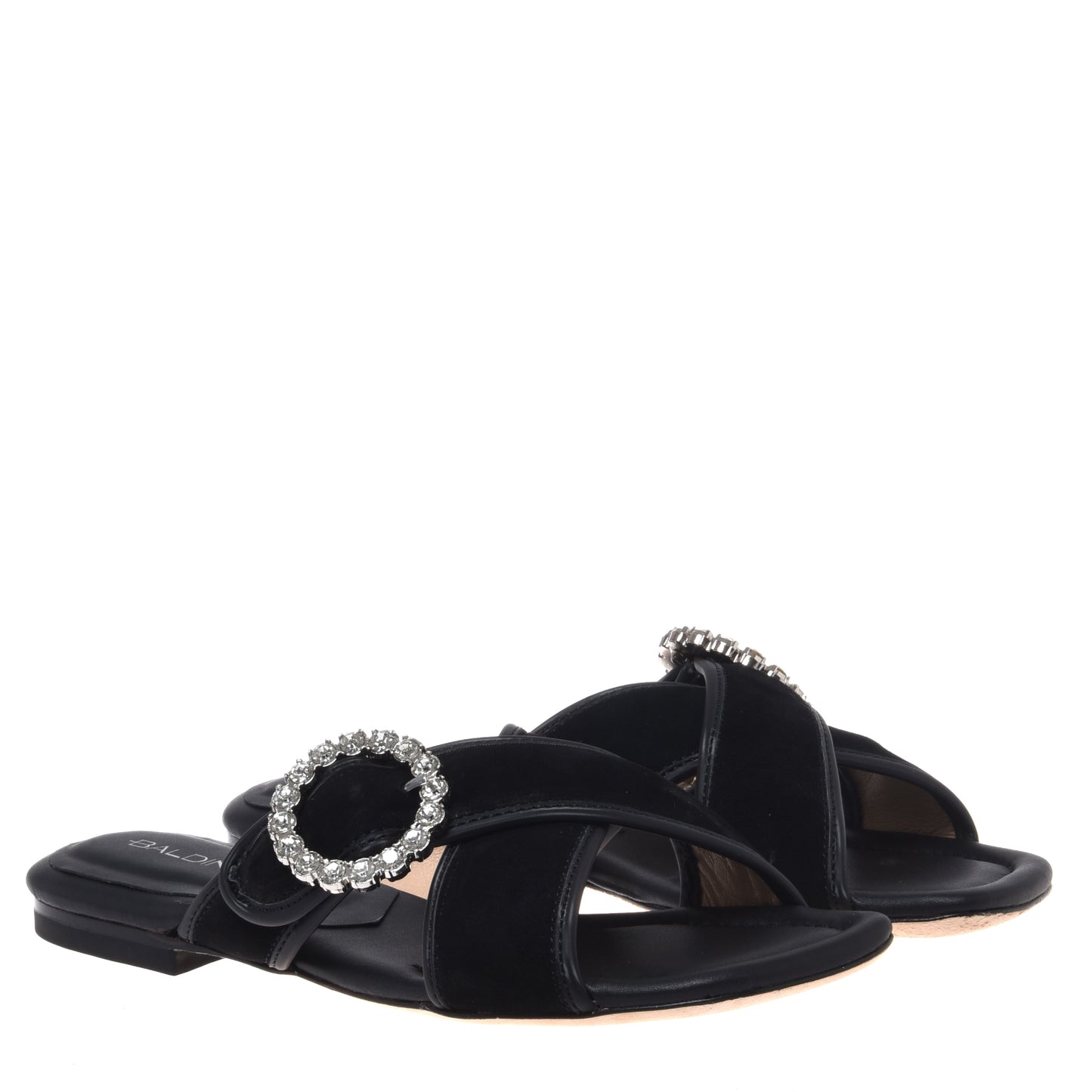 Black satin mule