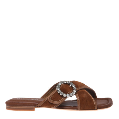 Brown satin mule
