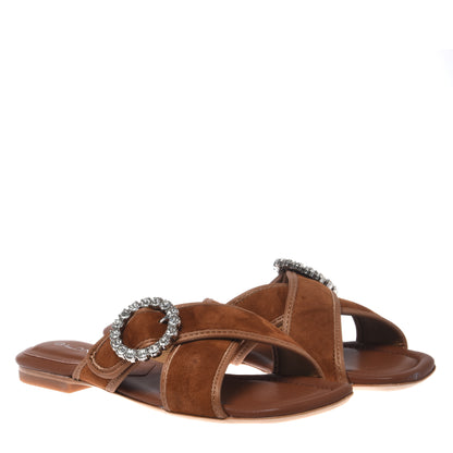 Brown satin mule
