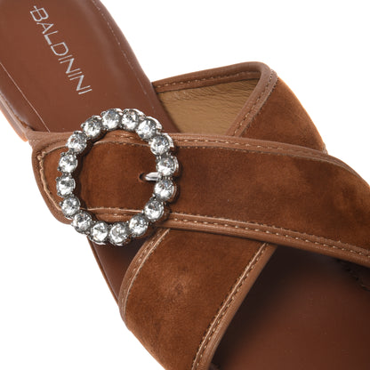 Brown satin mule