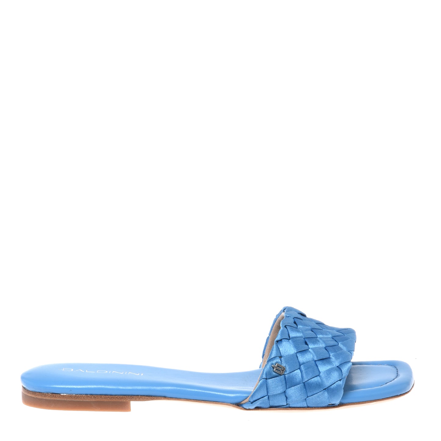 Woven azure satin mule