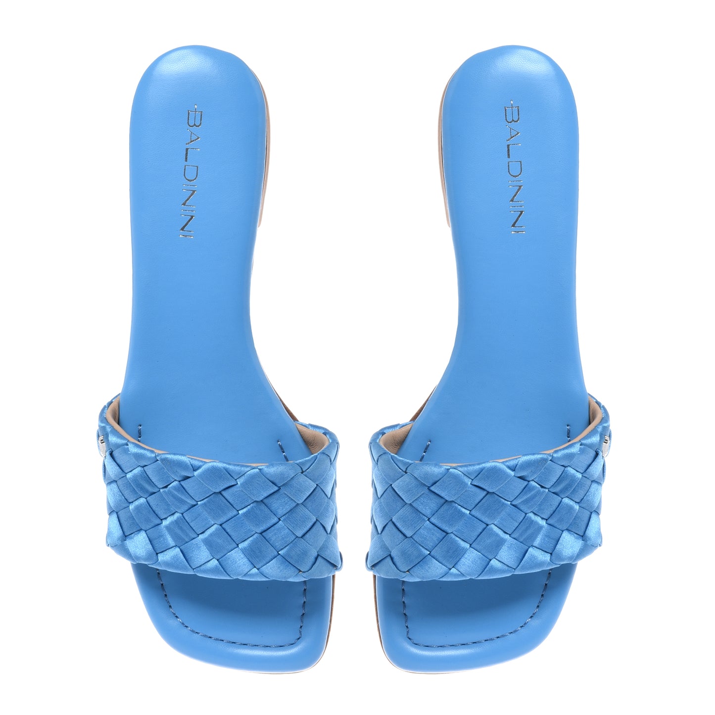 Woven azure satin mule