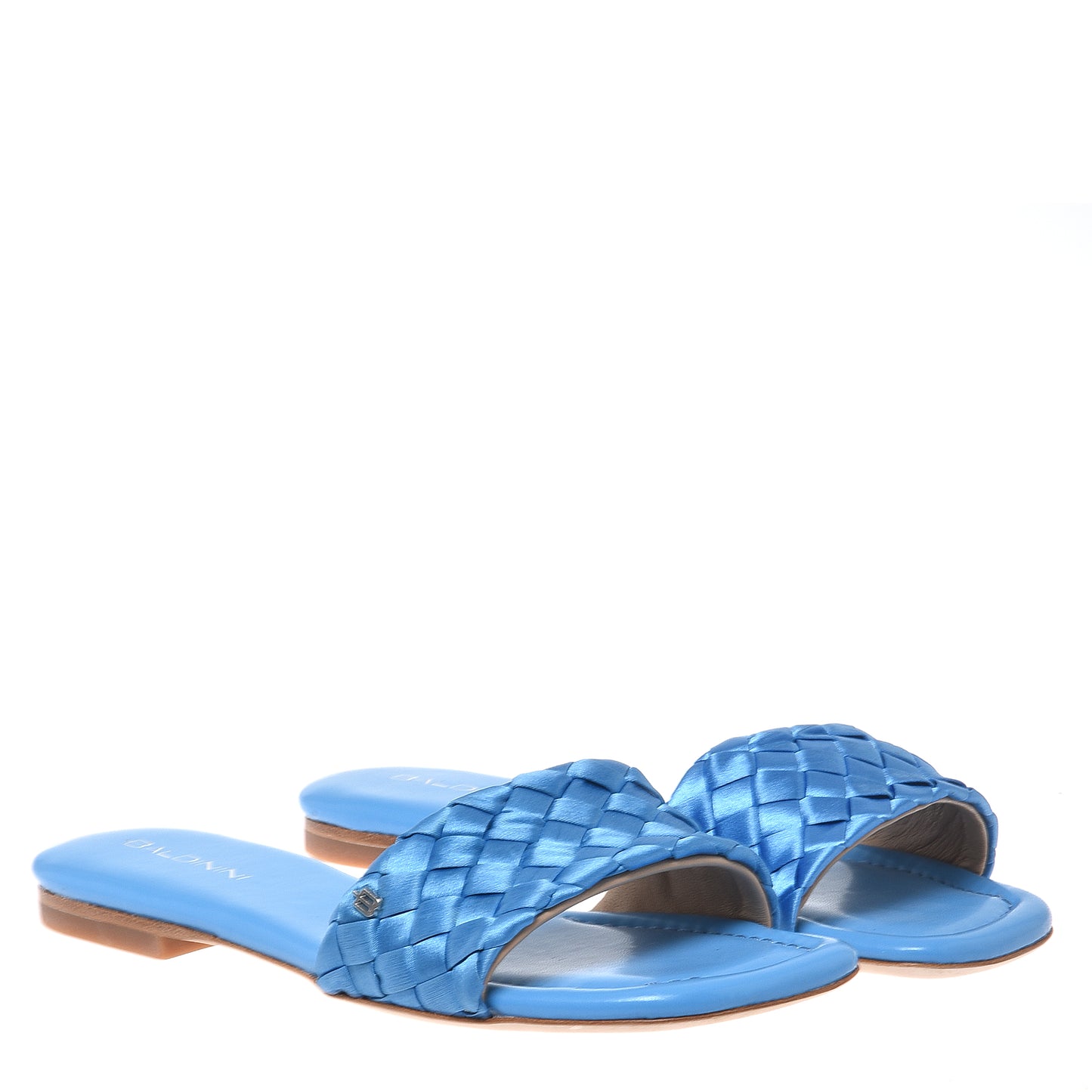 Woven azure satin mule