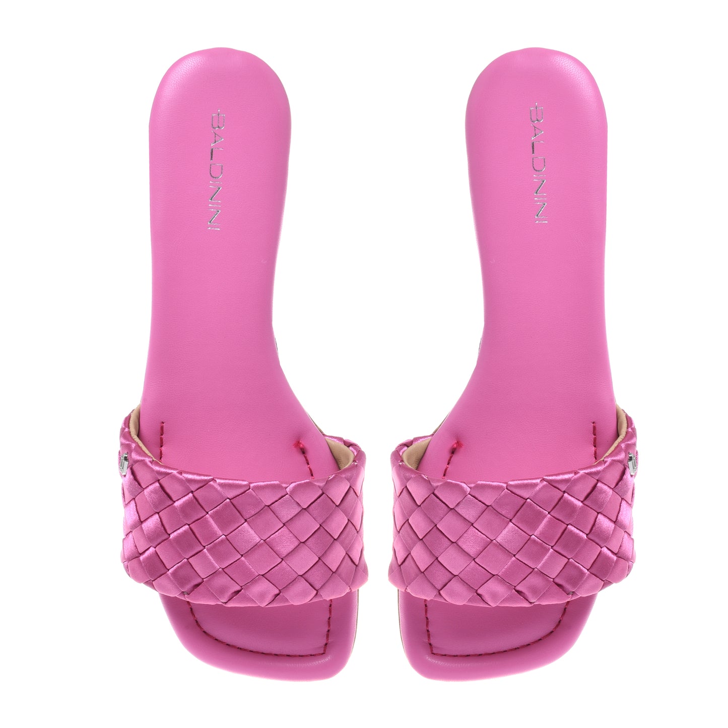 Braided fuchsia satin mule