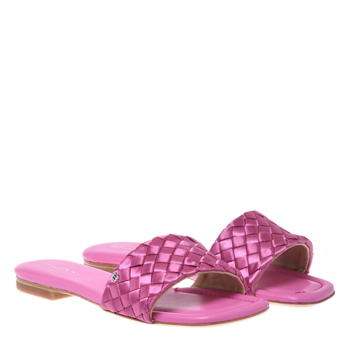 Braided fuchsia satin mule