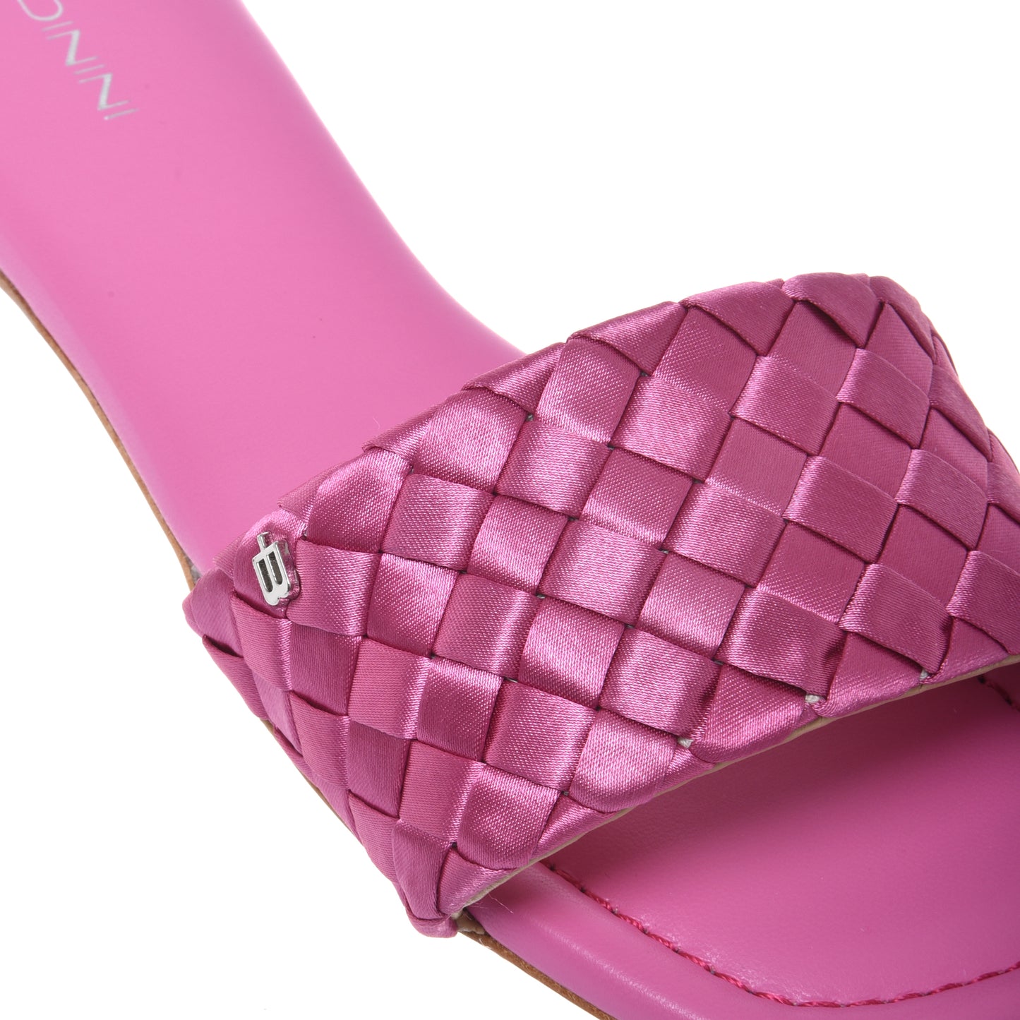 Braided fuchsia satin mule